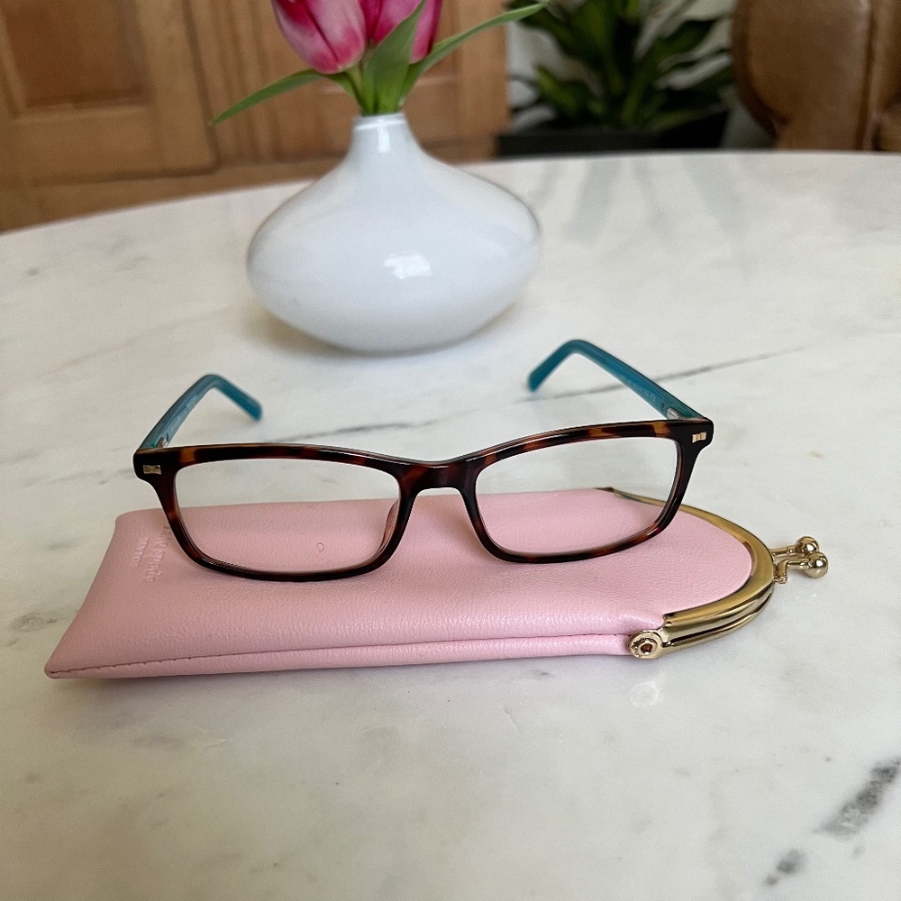 kate spade Tortoiseshell Front Teal Temple Reading Glasses